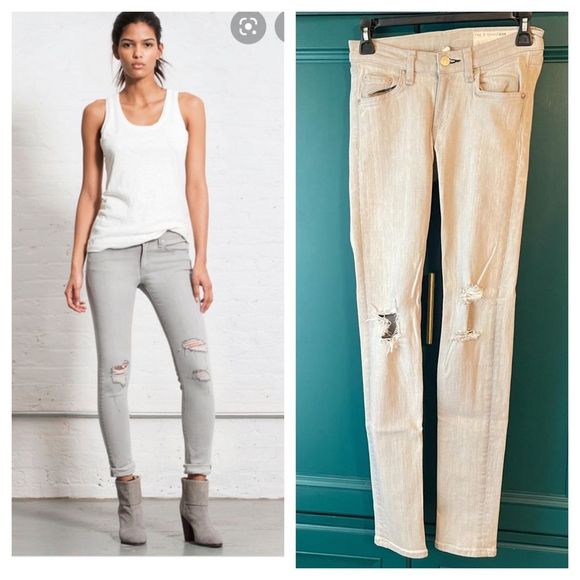 Rag & Bone Distressed Gray Skinny Jeans sz 25 - Picture 2 of 7